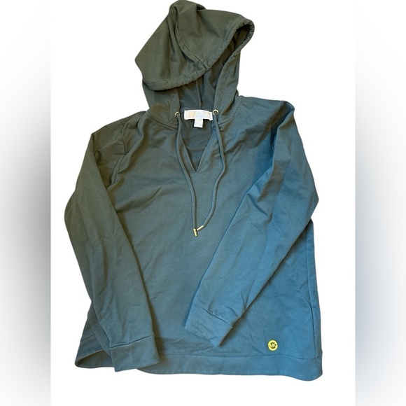 MICHAEL Michael Kors Tops - MICHAEL Michael Kors Olive Green Waffle Knit Hoodie Top Size Medium